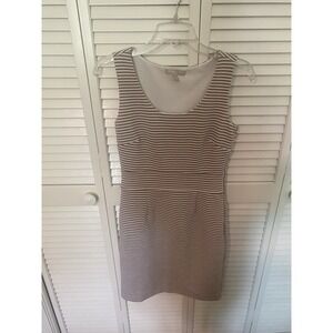 Banana Republic‎ Size 2 Tan/White Striped Dress | Wedding Guest Dress